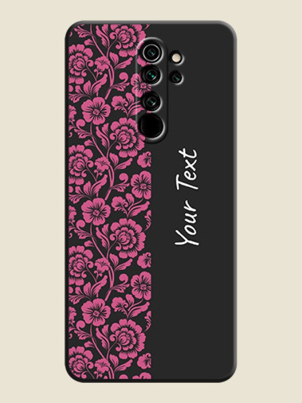 Custom Pink Floral Pattern Design With Custom Text On Space Black Personalized Soft Matte Phone Covers -Xiaomi Redmi Note 8 Pro - alternate view