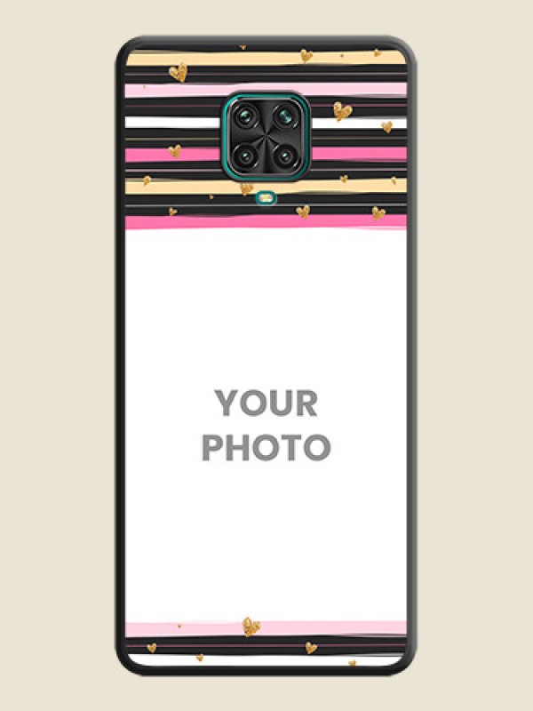 Custom Multicolor Lines and Golden Love Symbols Design on Photo on Space Black Soft Matte Mobile Cover - Redmi Note 9 Pro - alternate view