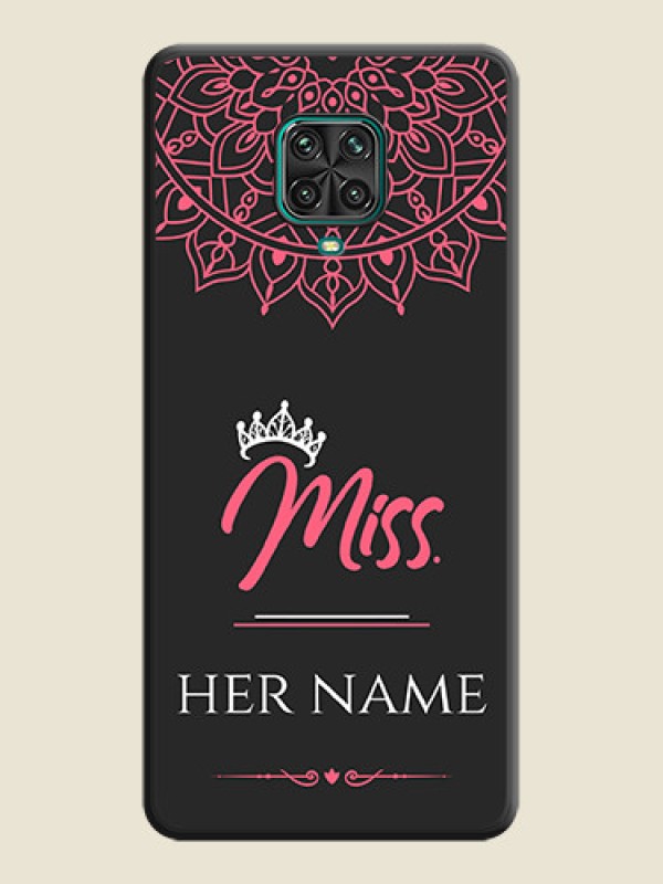 Custom Mrs Name with Floral Design on Space Black Personalized Soft Matte Phone Covers - Redmi Note 9 Pro - alternate view