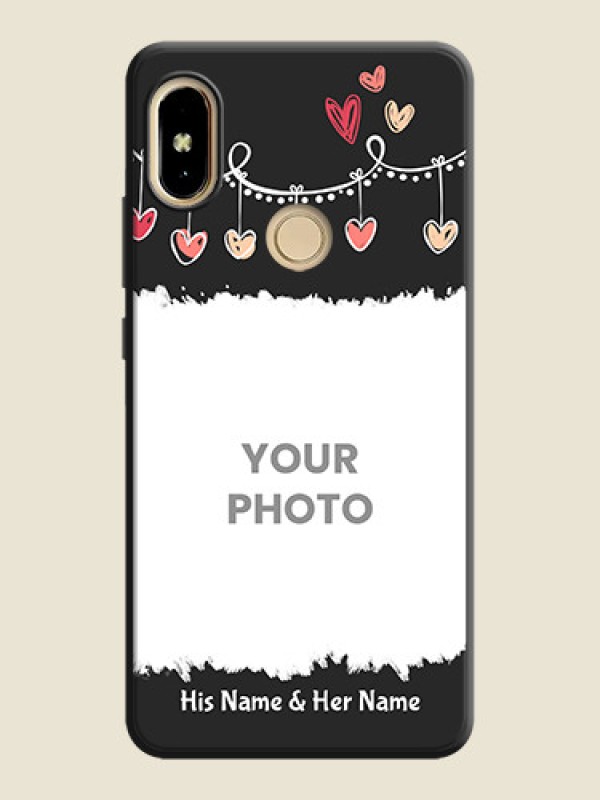Custom Pink Love Hangings with Name on Space Black Custom Soft Matte Phone Cases - Redmi S2 - alternate view