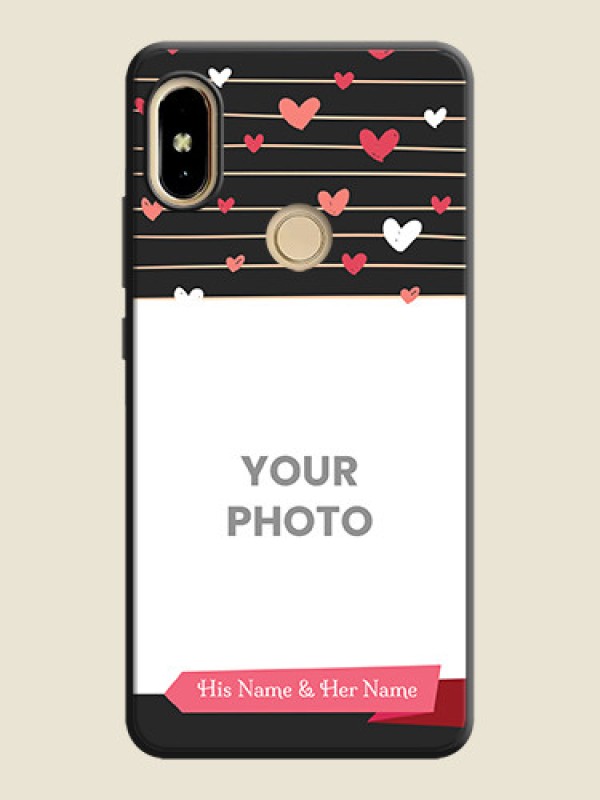 Custom Love Pattern with Name on Pink Ribbon  on Photo on Space Black Soft Matte Back Cover - Redmi S2 - alternate view