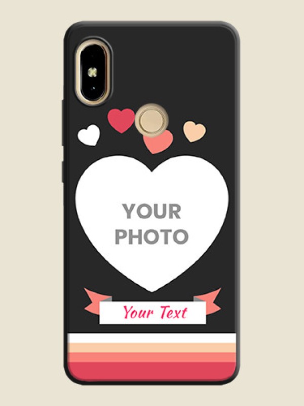 Custom Love Shaped Photo with Colorful Stripes on Personalised Space Black Soft Matte Cases - Redmi S2 - alternate view