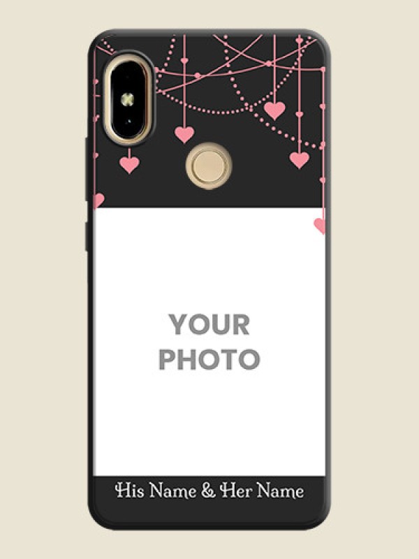 Custom Pink Love Hangings with Text on Space Black Custom Soft Matte Back Cover - Redmi S2 - alternate view