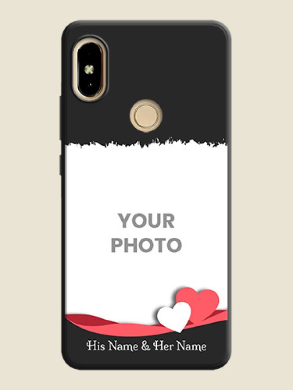 Custom Pin Color Love Shaped Ribbon Design with Text on Space Black Custom Soft Matte Phone Back Cover - Redmi S2 - alternate view