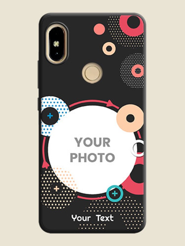 Custom Multicoloured Round Image on Personalised Space Black Soft Matte Cases - Redmi S2 - alternate view
