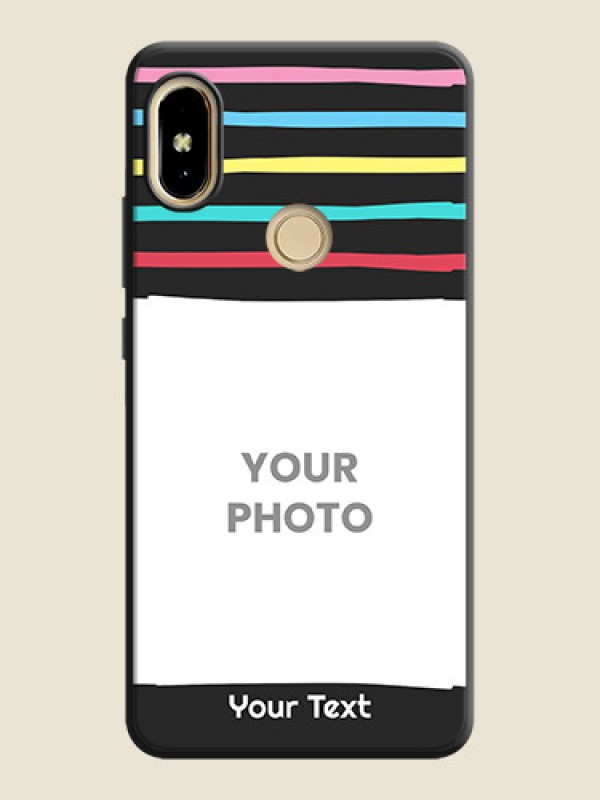 Custom Multicolor Lines with Image on Space Black Personalized Soft Matte Phone Covers - Redmi S2 - alternate view