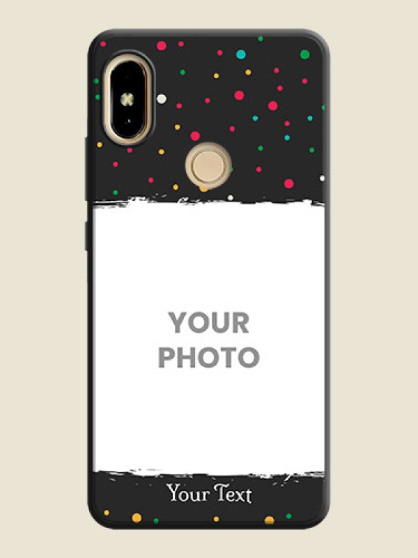 Custom Multicolor Dotted Pattern with Text on Space Black Custom Soft Matte Phone Back Cover - Redmi S2 - alternate view