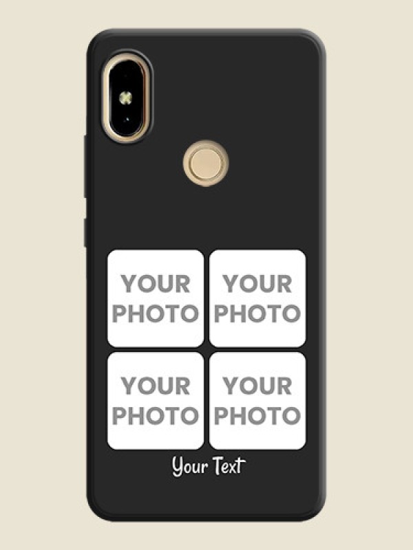 Custom Floral Art with 6 Image Holder on Photo on Space Black Soft Matte Mobile Case - Redmi S2 - alternate view