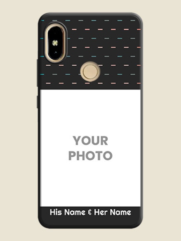 Custom Line Pattern Design with Text on Space Black Custom Soft Matte Phone Back Cover - Redmi S2 - alternate view