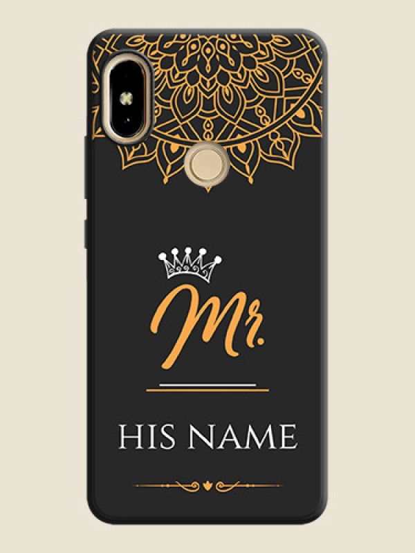 Custom Mr Name with Floral Design  on Personalised Space Black Soft Matte Cases - Redmi S2 - alternate view
