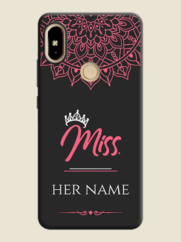 Custom Mrs Name with Floral Design on Space Black Personalized Soft Matte Phone Covers - Redmi S2 - alternate view