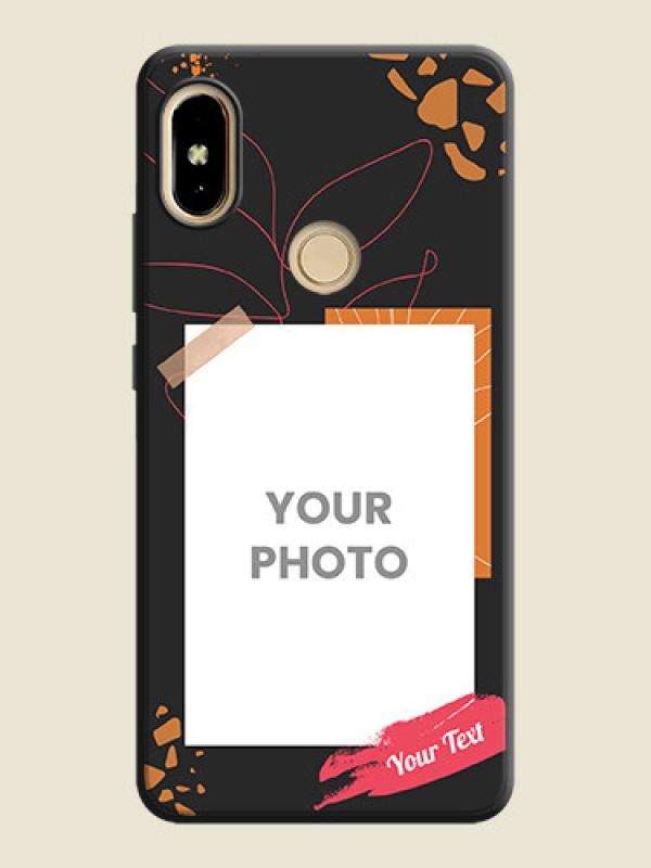 Custom Orange Photo Frame on Space Black Custom Soft Matte Phone Back Cover - Redmi S2 - alternate view