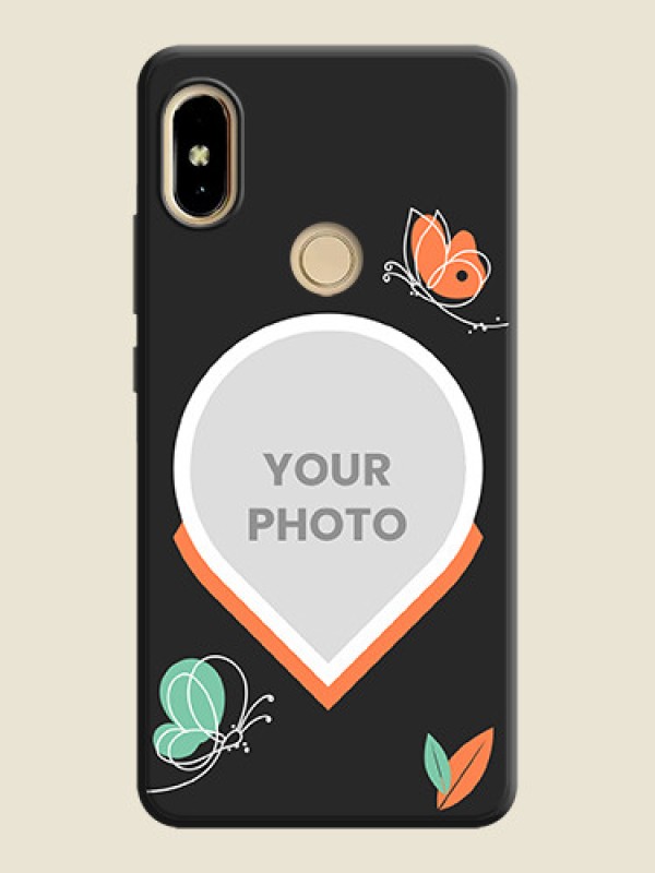Custom Upload Pic With Simple Butterly Design On Space Black Personalized Soft Matte Phone Covers -Xiaomi Redmi S2 - alternate view