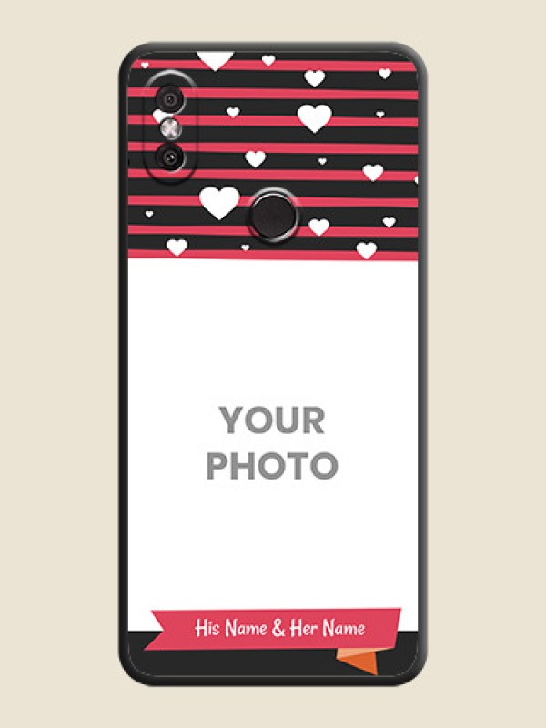 Custom White Color Love Symbols with Pink Lines Pattern on Space Black Custom Soft Matte Phone Cases - Redmi Y2 - alternate view