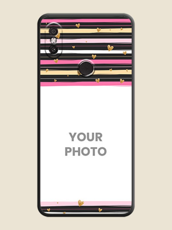 Custom Multicolor Lines and Golden Love Symbols Design - Photo on Space Black Soft Matte Mobile Cover - Redmi Y2 - alternate view