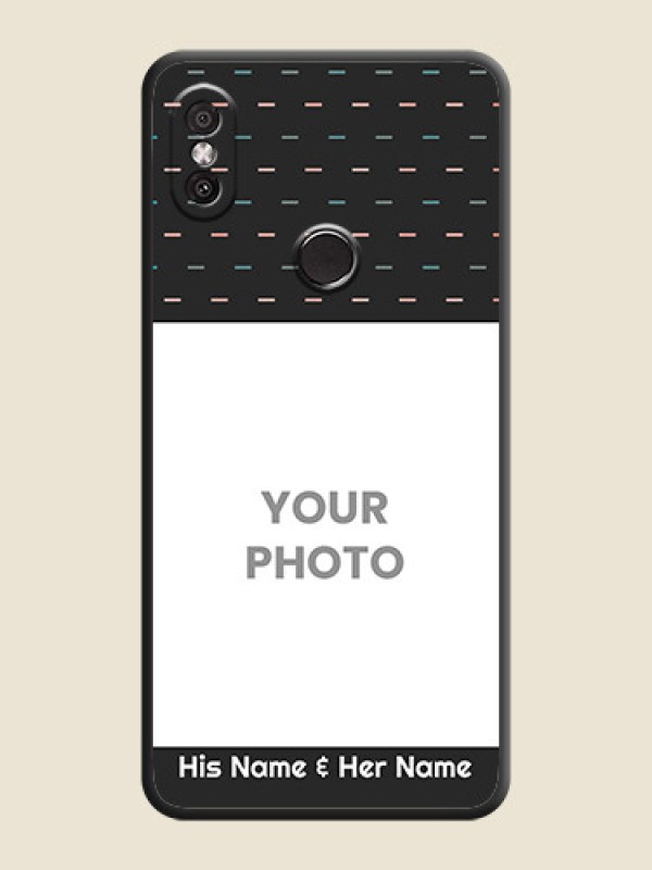 Custom Line Pattern Design with Text on Space Black Custom Soft Matte Phone Back Cover - Redmi Y2 - alternate view
