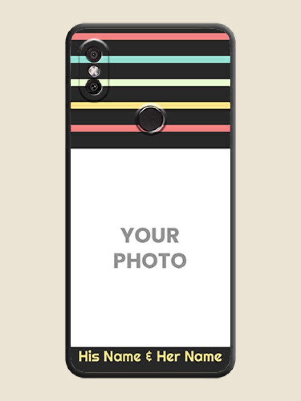 Custom Color Stripes with Photo and Text - Photo on Space Black Soft Matte Mobile Case - Redmi Y2 - alternate view