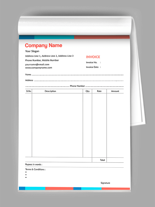 Custom Professional Bill Book Design