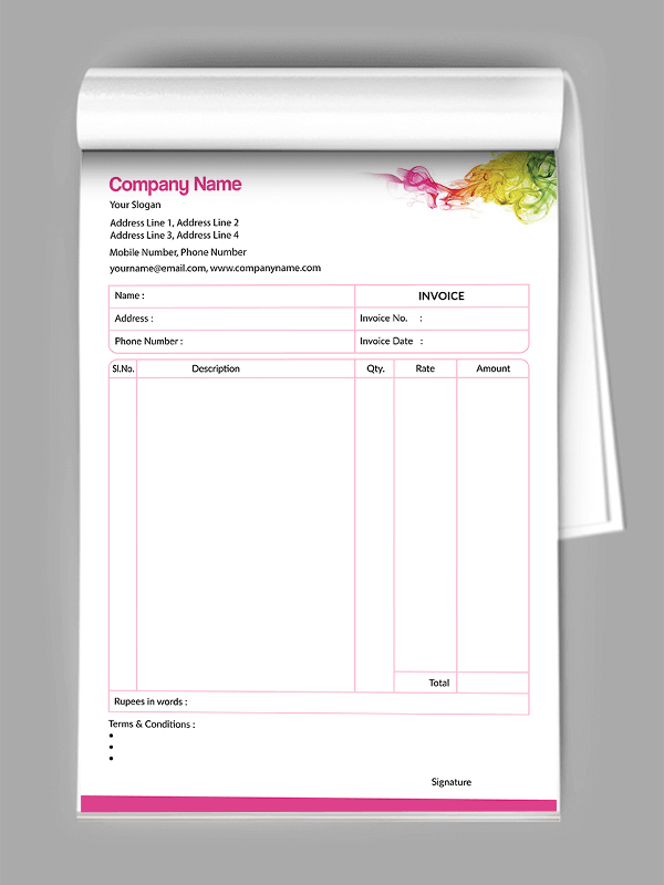Custom Premium Paint Shop Bill Book Design