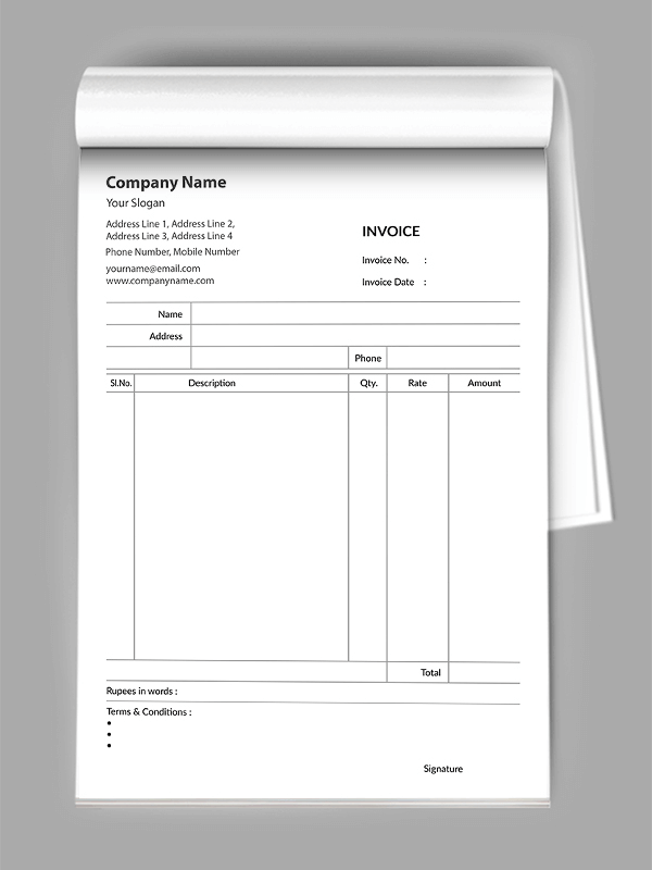 Custom Doctor  Bill Book Design