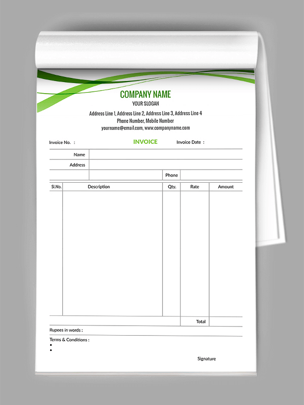 Custom Professional Bill Book Design