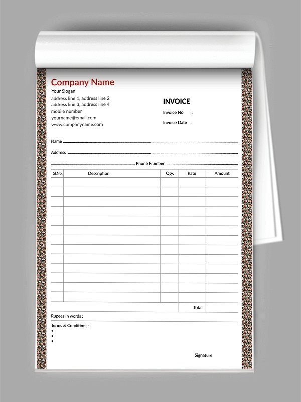 Custom Florist Bill Book Design