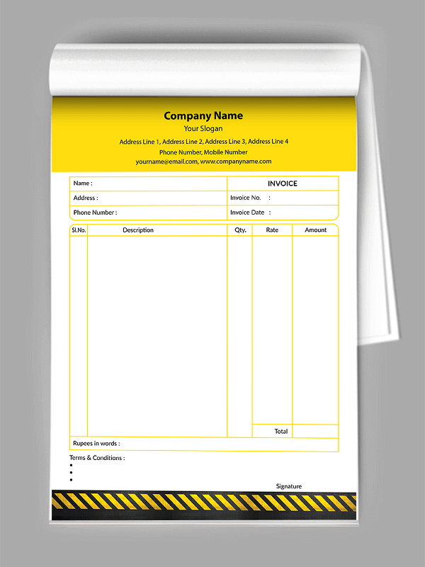 Custom Professional Bill Book Design
