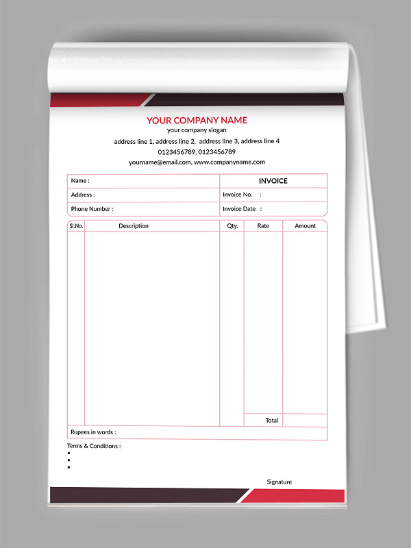 Custom Simple Bill Book Design