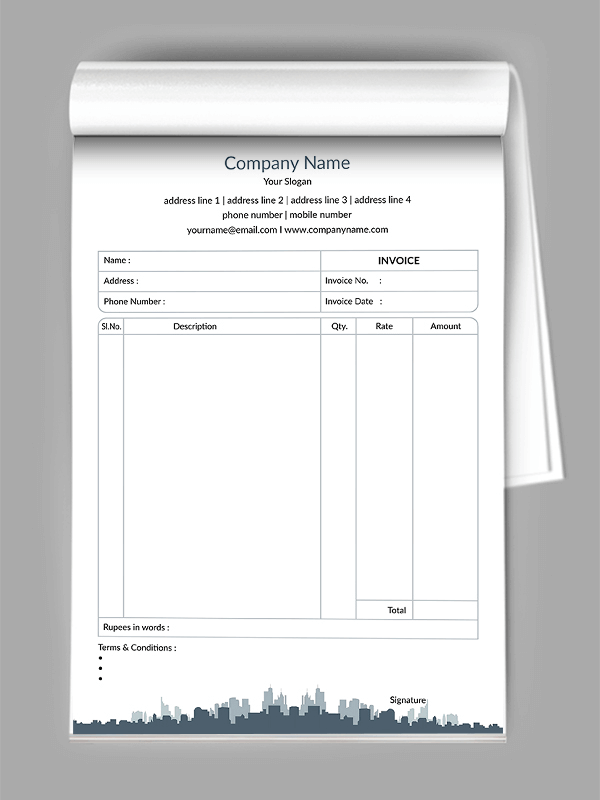 Custom Consultancy  Bill Book Design