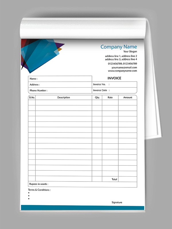 Custom Professional Bill Book Design