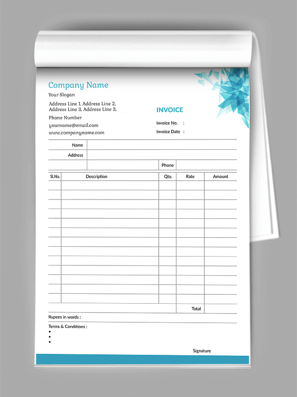 Custom Abstract Bill Book Design