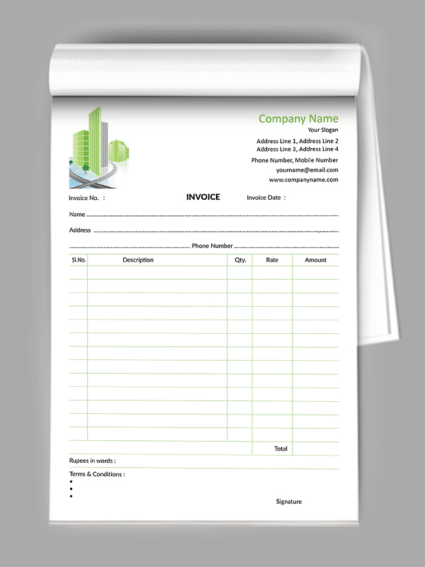 Custom Construction  Bill Book Design