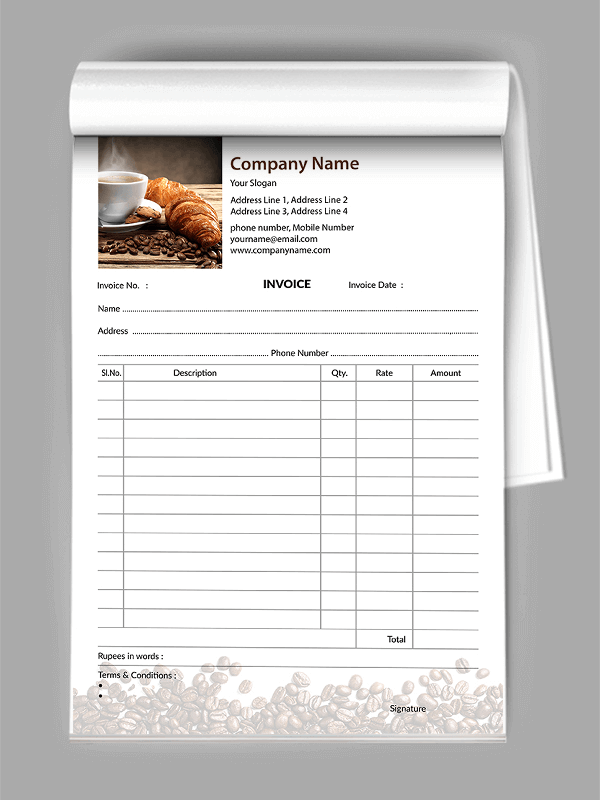 Custom Bakery Bill Book Design