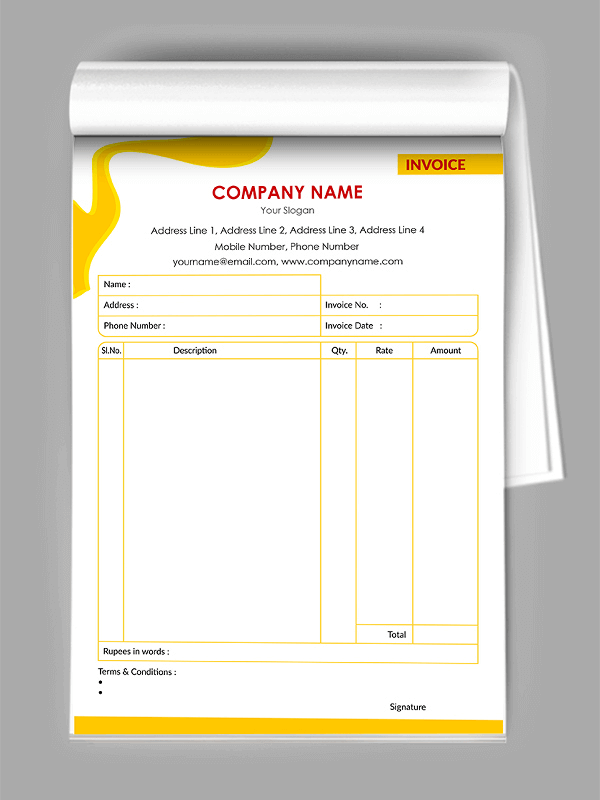 Custom Paint Shop Bill Book Design