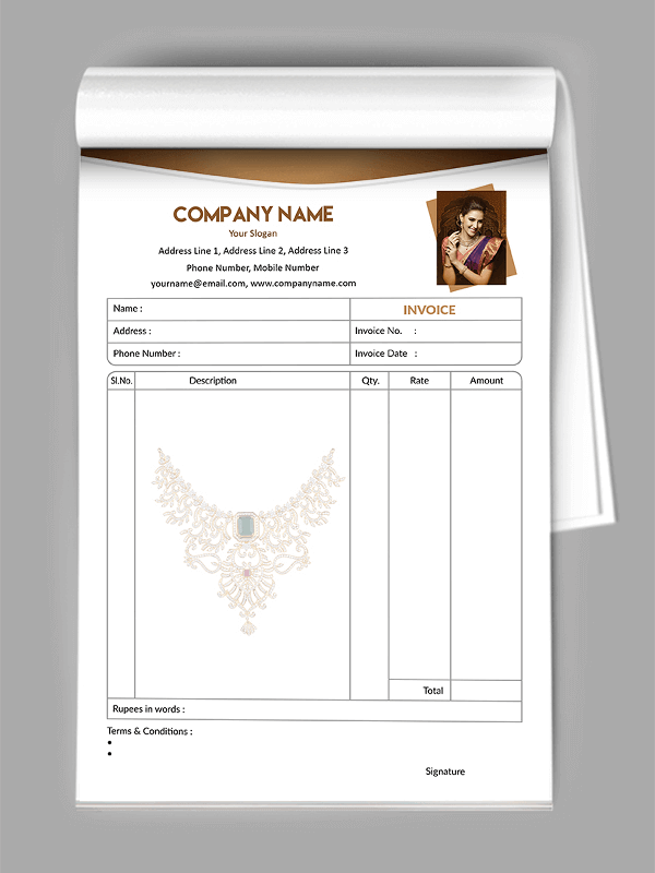 Custom Jewellery Bill Book Design