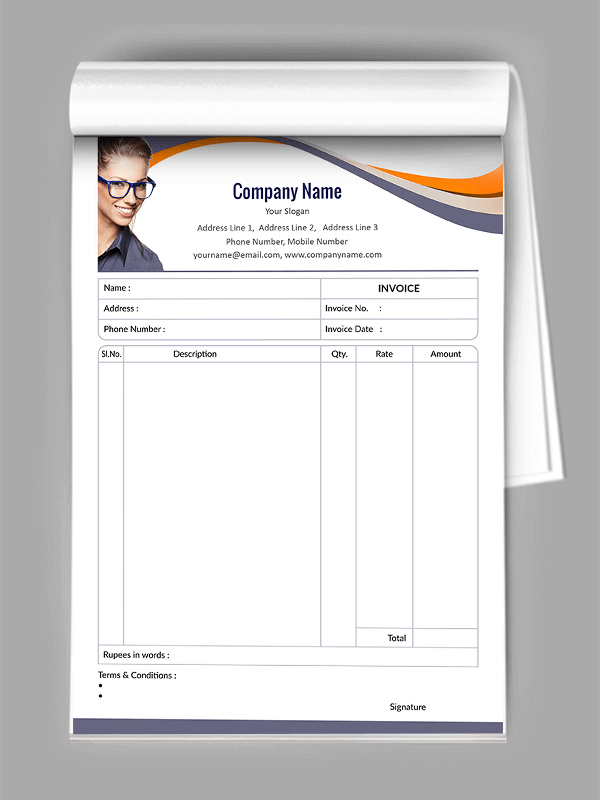 Custom Ophthalmologist Bill Book Design