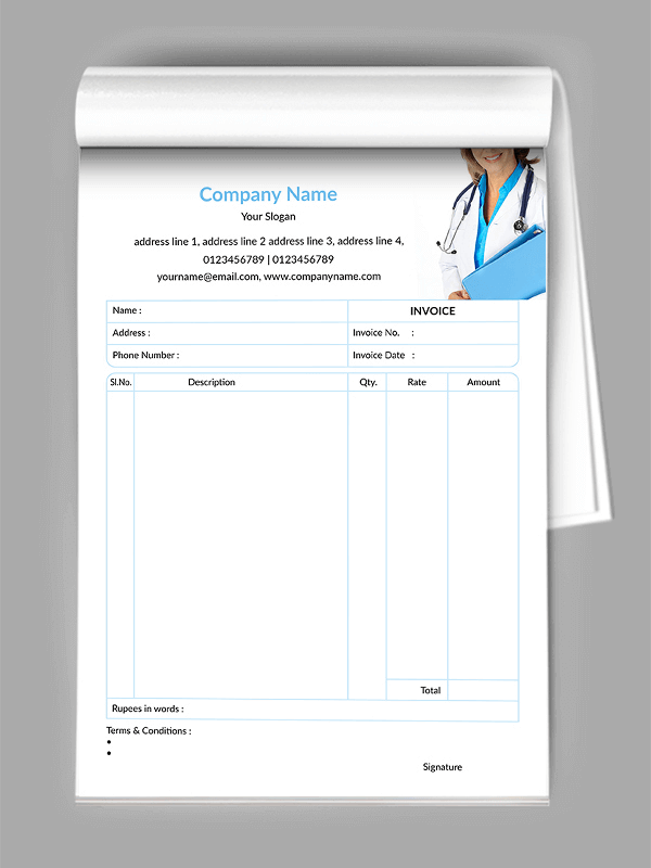 Custom Doctors Bill Book Design
