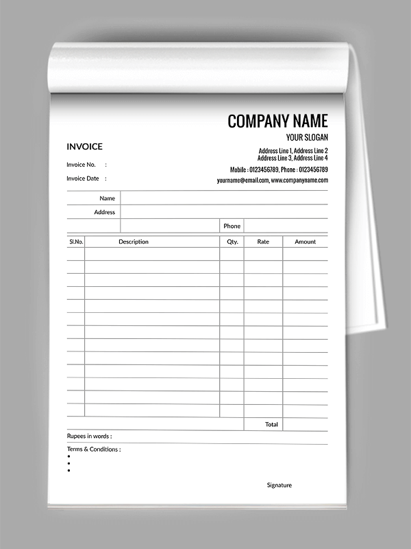Custom Advocate Bill Book Design