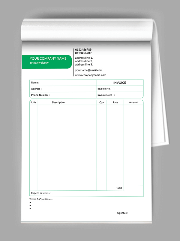 Custom Management Bill Book Design