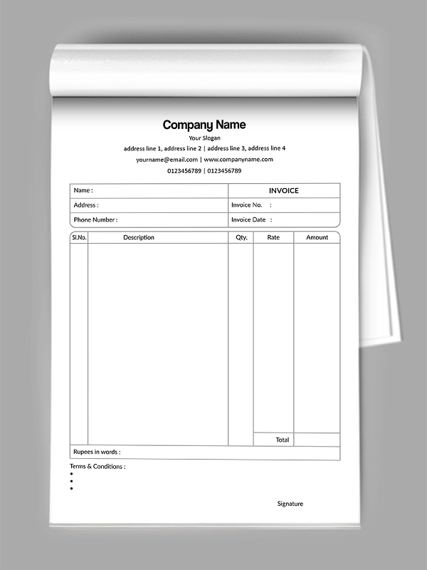 Custom Premium Bill Book Design