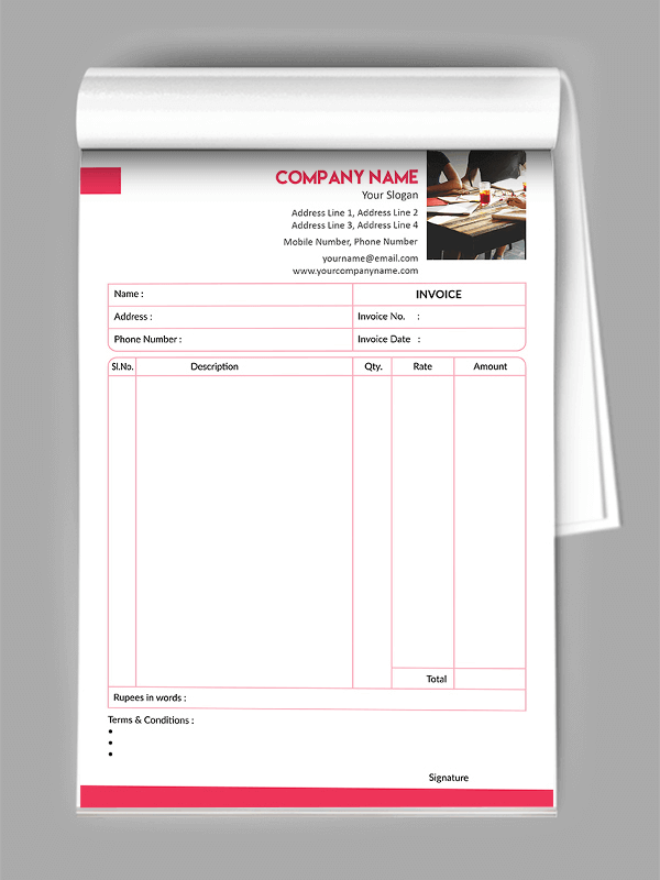 Custom Consultancy  Bill Book Design