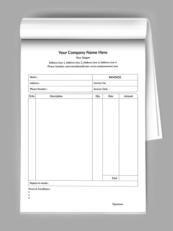 Custom Industry Bill Book Design