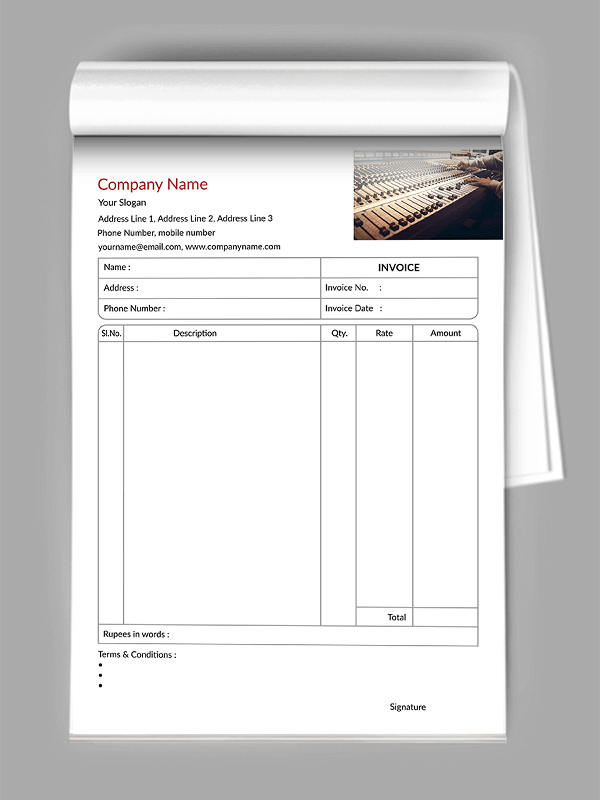 Custom Musician Bill Book Design
