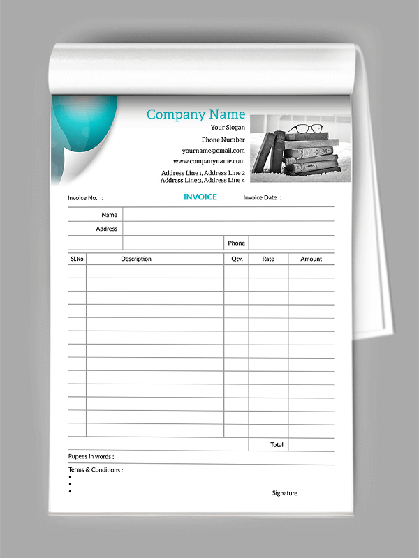 Custom Book Shop Bill Book Design
