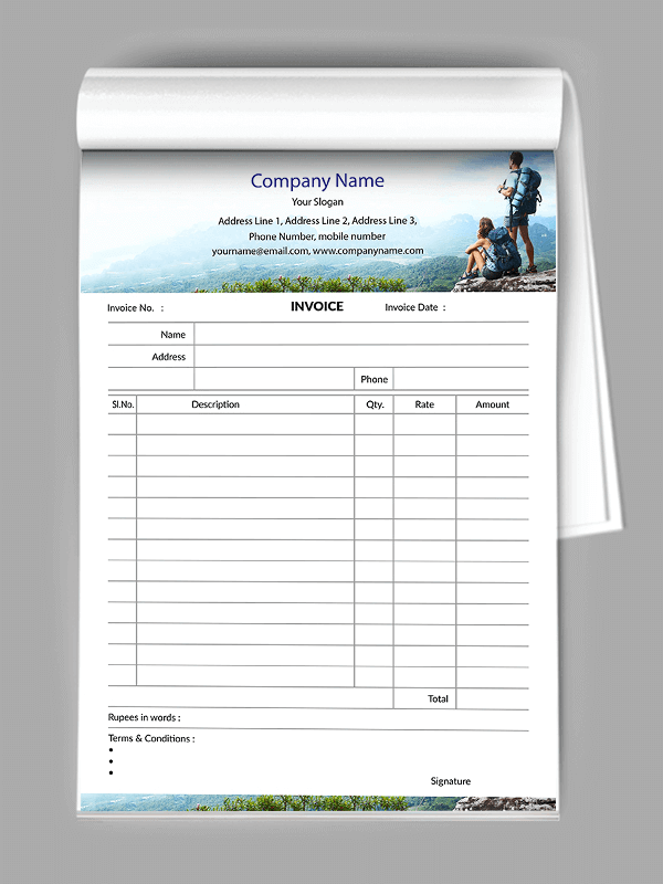 Custom Photography Bill Book Design