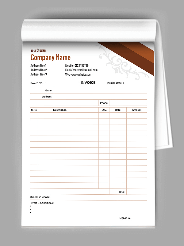 Custom Abstract  Bill Book Design