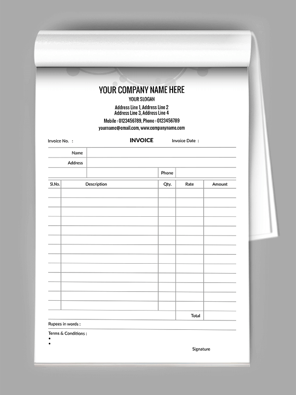 Custom Doctors Bill Book Design