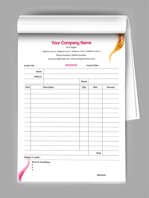 Custom Abstract  Bill Book Design