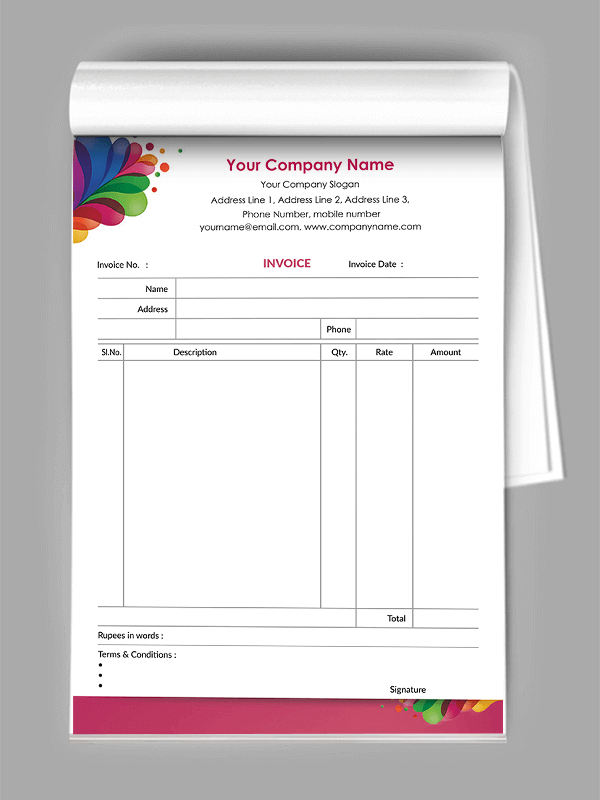 Custom Paint Shop Bill Book Design