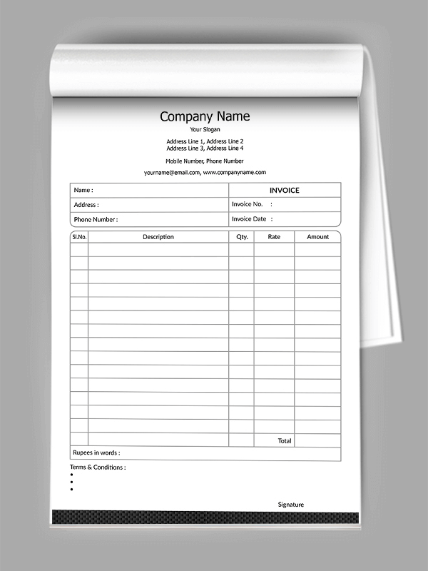 Custom Premium  Bill Book Design